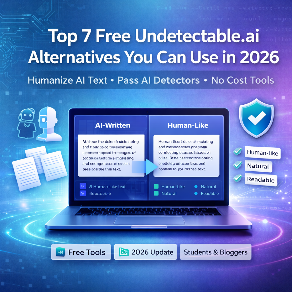 Top 7 free Undetectable.ai alternatives in 2026 for humanizing AI text and bypassing AI detection