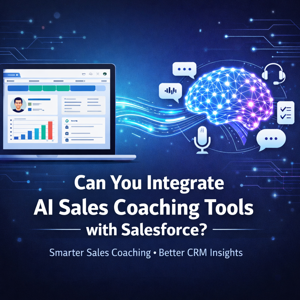 Can you integrate AI sales coaching tools with Salesforce showing AI analytics connected to a Salesforce CRM dashboard