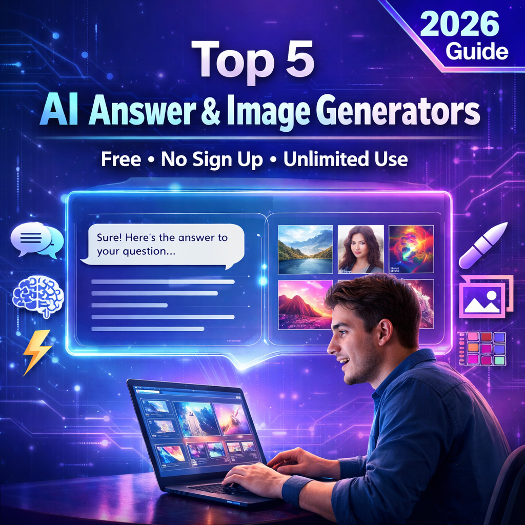 Top 5 AI answer and image generator free no sign up unlimited tools featured image 2026