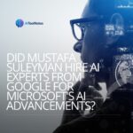 Mustafa Suleyman profile silhouette with AI interface graphics overlay discussing Microsoft hiring Google DeepMind AI experts